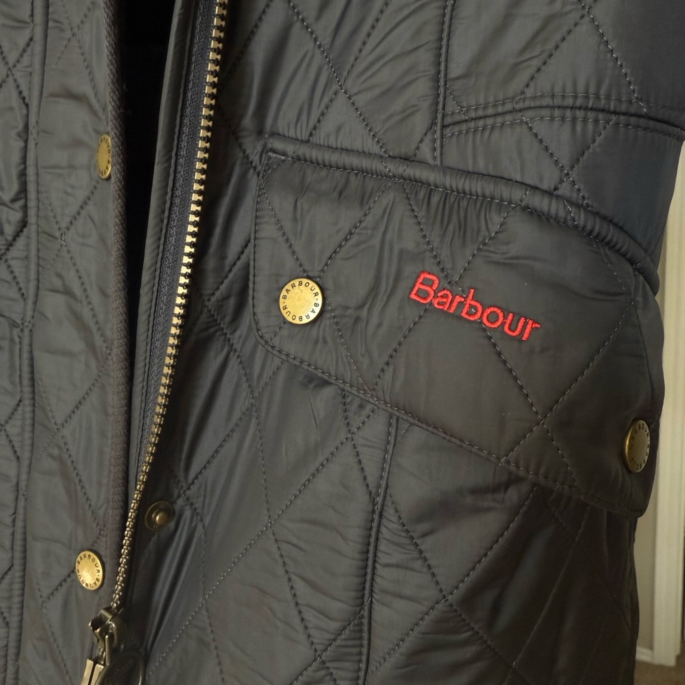 Barbour Quilted Utility Jacket in Black with Gold Hardware - Picture 2 of 3